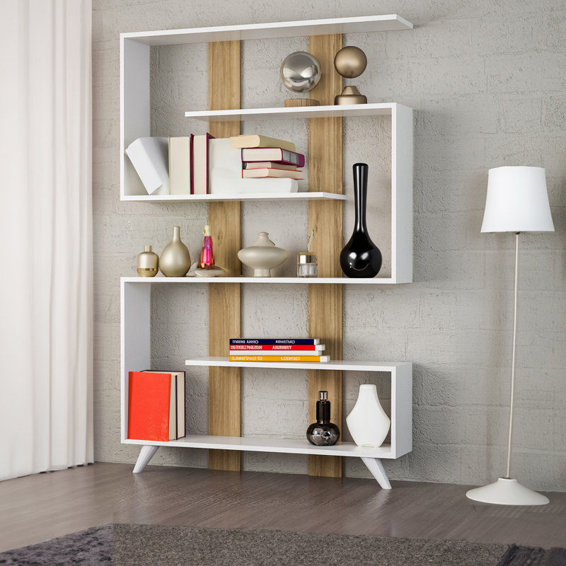 Geometric Bookcase, White Walnut