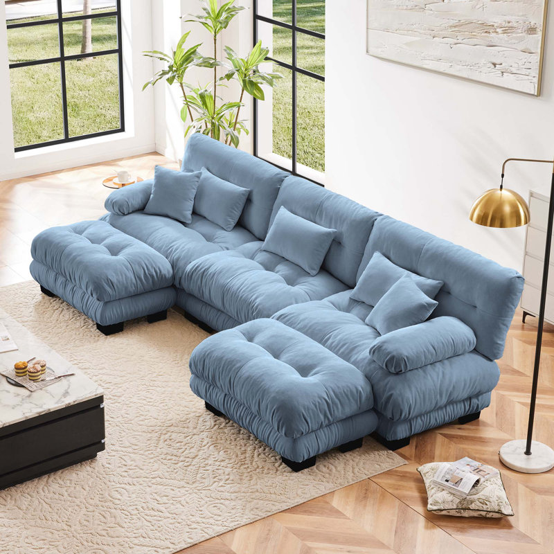 Canapé modulaire Chenille, Chenille café clair, H 35,4 po x l 133,8 po x P 59,6 po