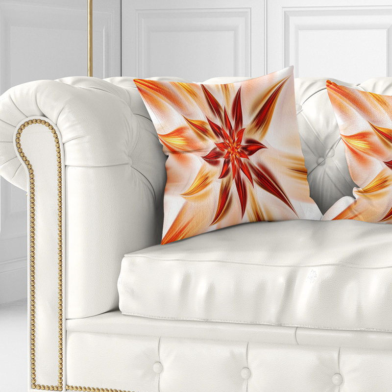 Danse de la fleur exotique brune - coussin à imprimé floral, 16 po x 1 po, Coussin décoratif