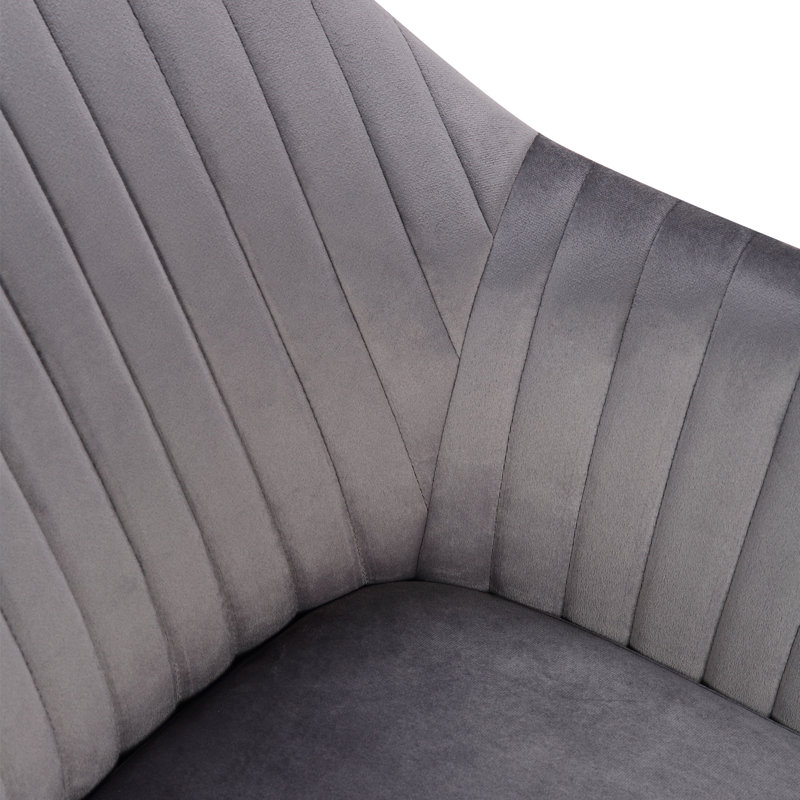 Avila 44cm H Velvet Upholstered Upholstered Back Armchair, Dark Grey
