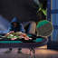 Table de poker verte + noire ovale 100% polyester + bois manufacturé + fer