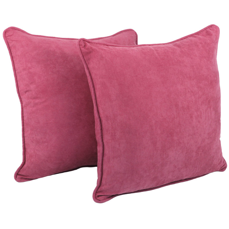 Jacquard Square Microsuede Pillow Cover & Insert, Bery Berry