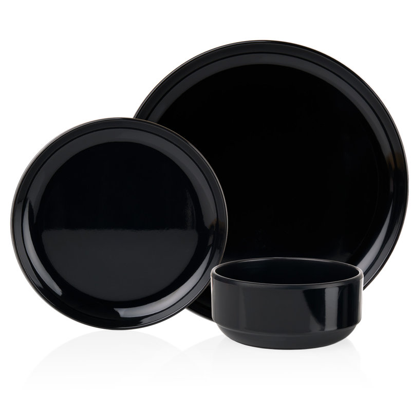 Assiette plate en mélamine Marbella, Noir