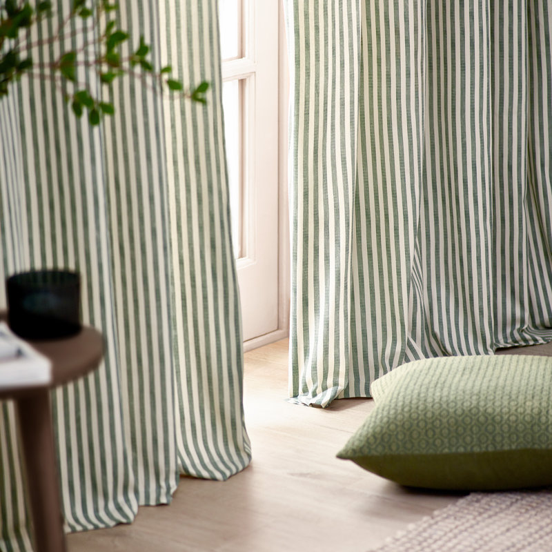 Hebden 100% Cotton Blackout Curtain Panel Pair, 229cm Width x 229cm Drop, Green