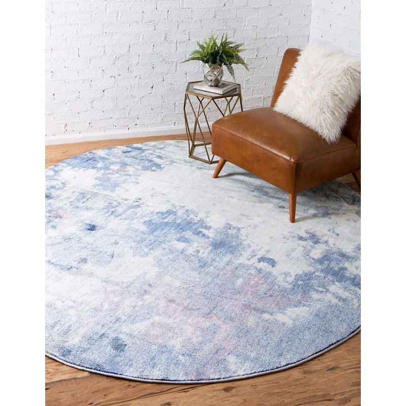 Tapis d'intérieur bleu Frodsham, Rond 8 pi
