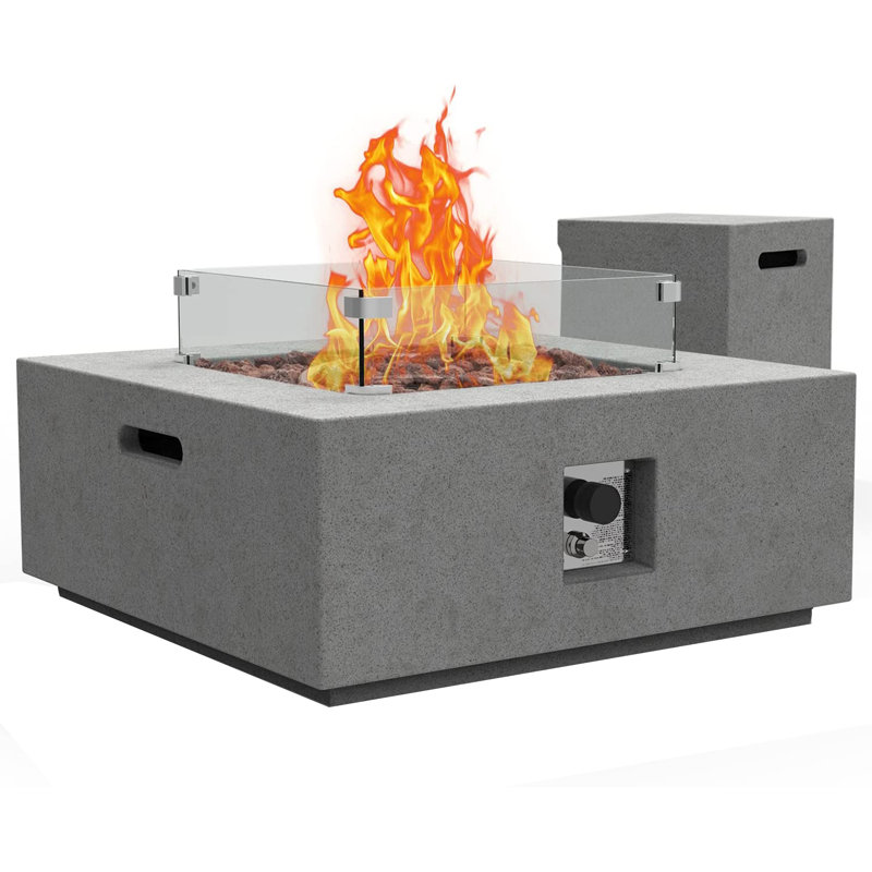 Square Propane Smokeless Fire Pit Table with Hidden Fuel Tank