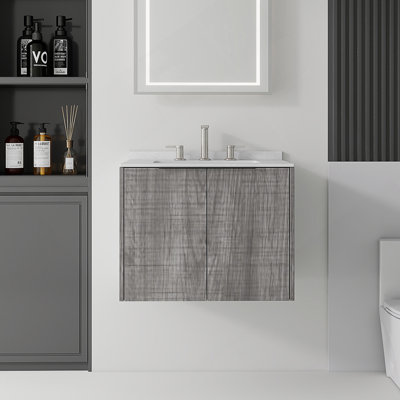 Meuble-lavabo flottant avec portes à fermeture douce