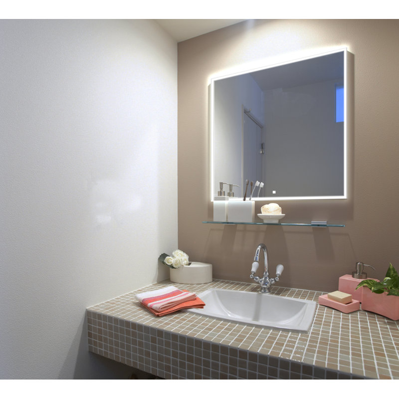 Rectangular Silver LED Lighted Wall Mounted Bathroom Mirror