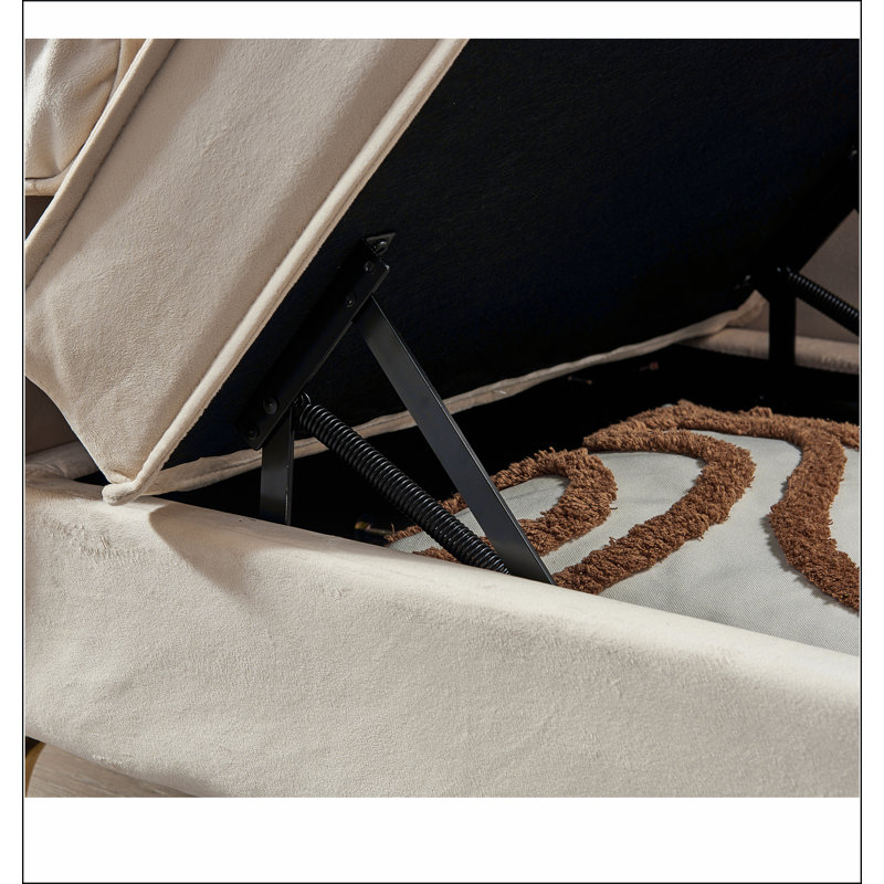 Chaise longue moderne avec revêtement en velours, Beige