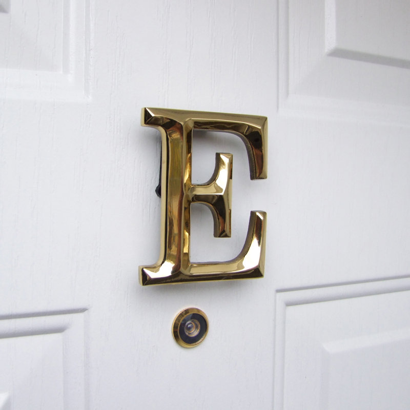Heurtoir de porte lettre monogramme, Laiton, E