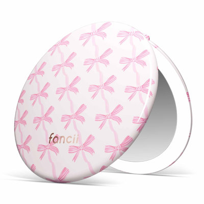  Miroir de maquillage compact à lumière Taylor Taylor, 5 pouces de large, rechargeable, grossissant 10x / 1x et 3 réglages de lumière (ruban rosette)