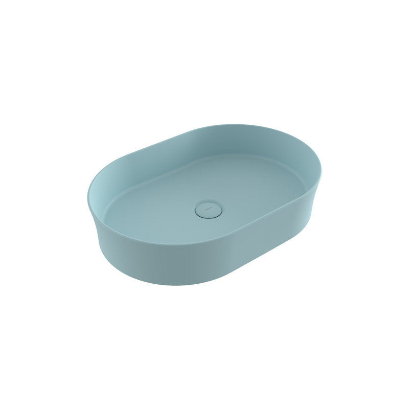 Sottile Slim Line Countertop Basin - 55x38cm, 0TH, Matte Ice Blue