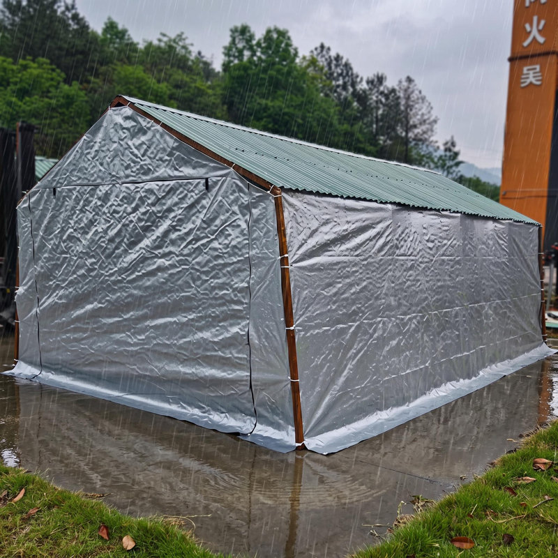 20x40 FT Replacement Carport Cover with Front Door Curtain, 180 g/m² Heavy Duty Waterproof PE Tarp Enclosure Panel for 20 FT Metal Carport, UV Resistant Tear-Resistant Side Wall Cover with Grommetsr with Grommets