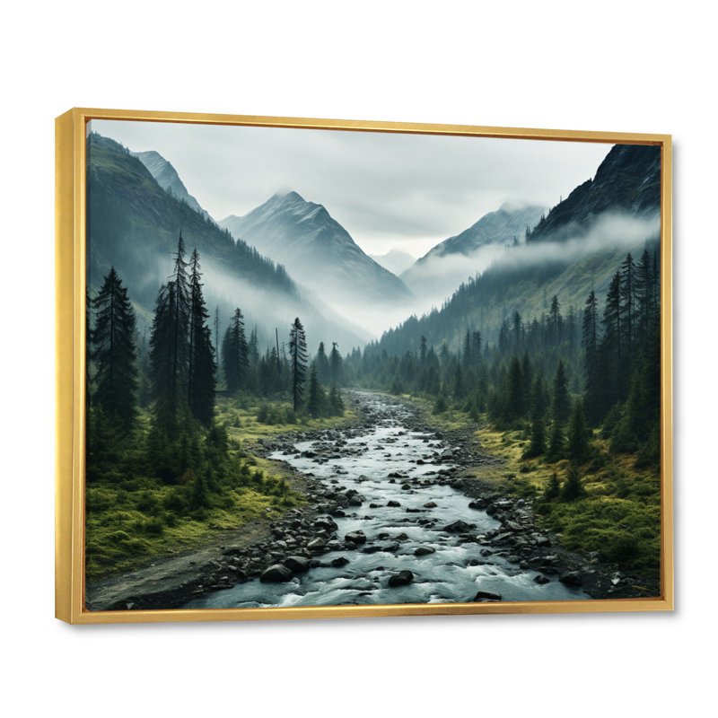 Canada Misty Mountains - impression, H 34 po x l 44 po x P 1,5 po, Cadre flottant doré