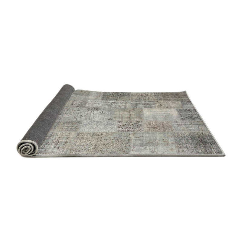 Tapis abstrait gris clair, Rond 7 pi