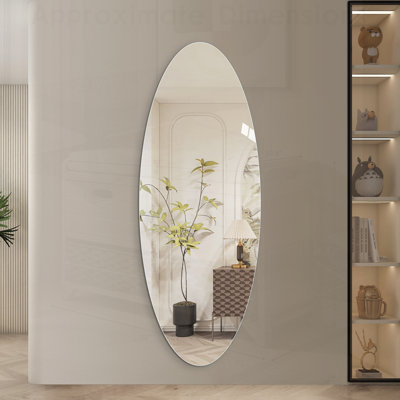 Full Length Wall Mirror, Oval Design, 5mm Copper-Free Silver Glass, Moisture-Resistant & Anti-Oxidation, HD Reflection, Wall-Mounted for Entryway, Bed