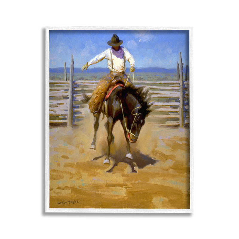 CowboyonFarmGicleeArtbyJimmyDyer, Estampe numérique encadrée blanc bord de mer, H 14 po x l 11 po