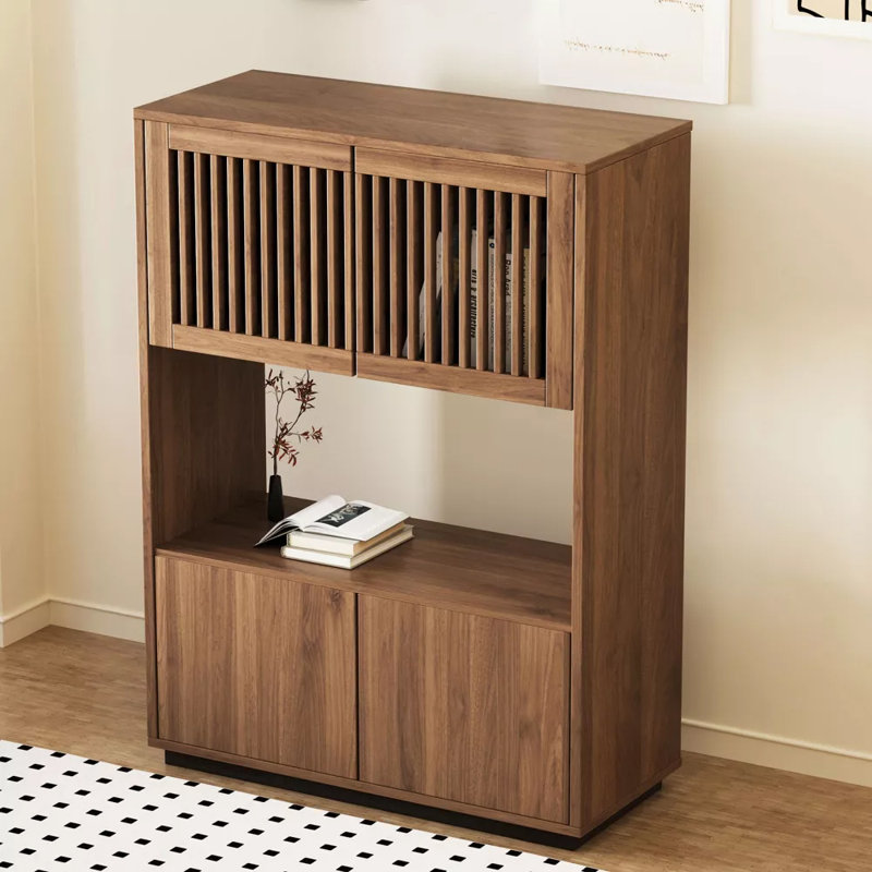 34.84" Decorative Storage Cabinet With Four-Door Storage for Living Room