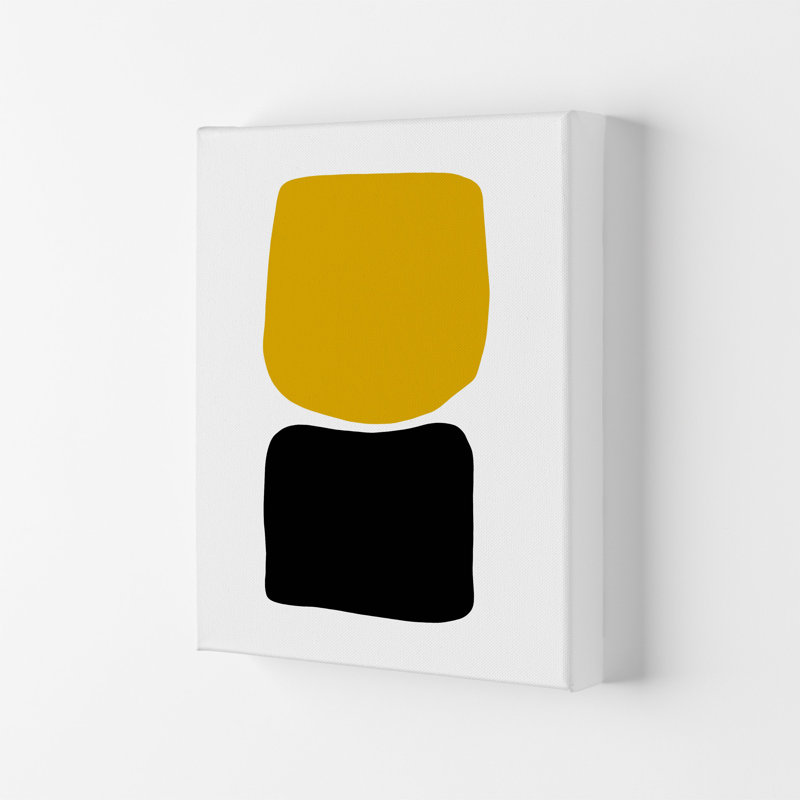 Mustard And Black Abstract Stones 3 by Pixy Paper - Print, 84cm H x 59.4cm W x 4cm D, Wrapped Canvas