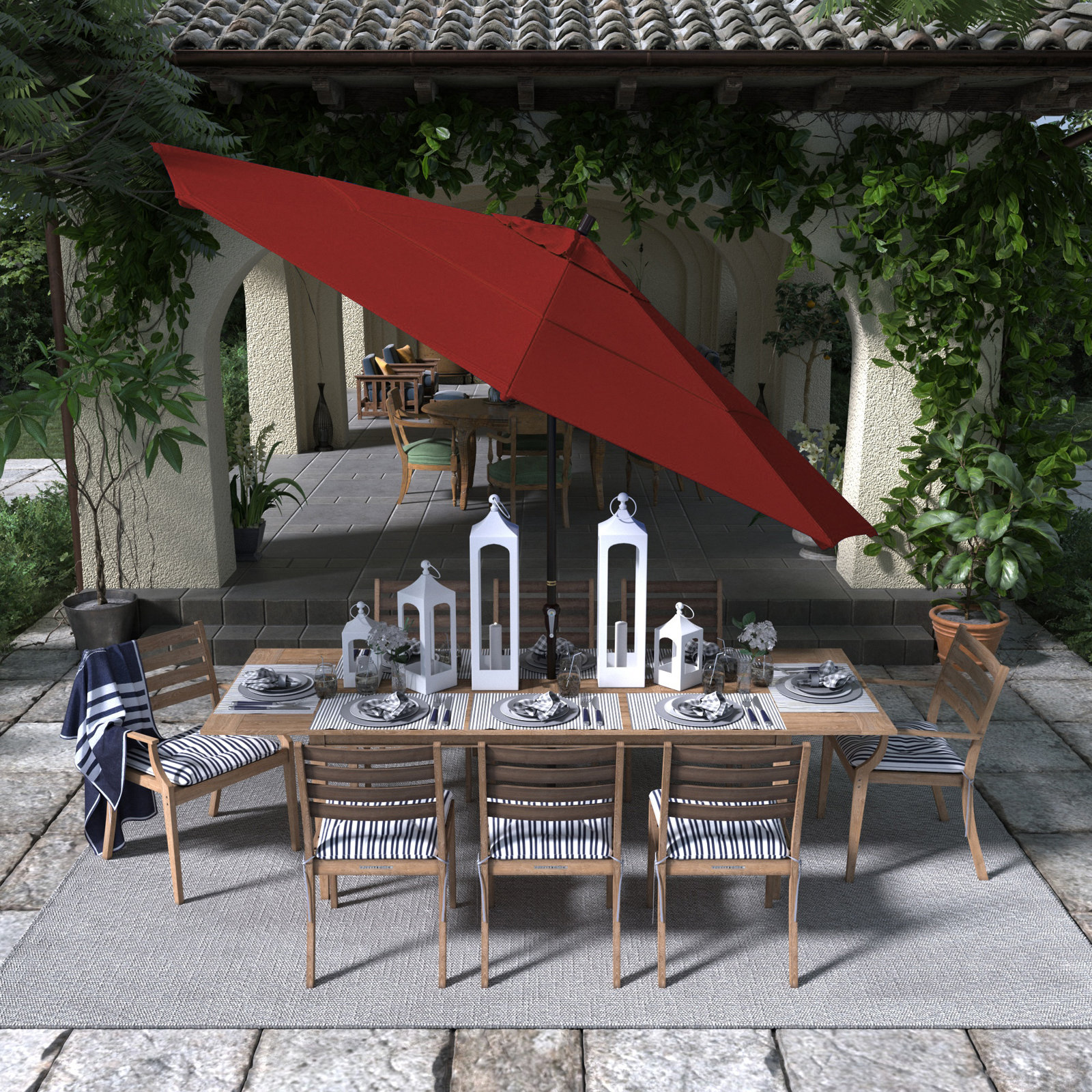 132'' Outdoor Umbrella, Red- Olefin