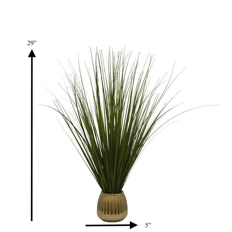 29'' Faux Foliage Grass in Ceramic Pot, Gold