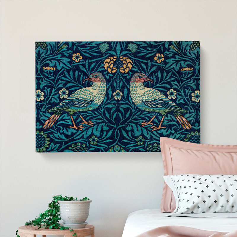 Flowers And Birds Pattern by William Morris - Wrapped Canvas Print, 50cm H x 76cm W x 3cm D