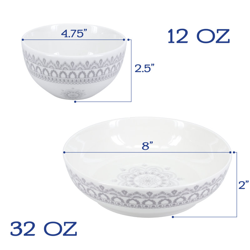 Gray and White Ceramic 20-Piece Dinnerware Set for 4