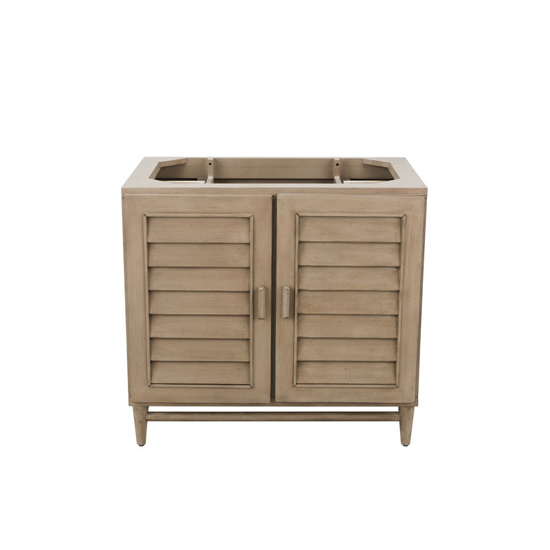 Portland 36'' W Single Vanity, Whitewashed Walnut, White Zeus, 8" Widespread