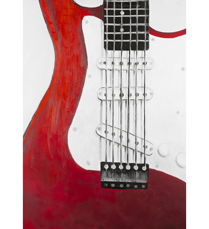 Toile rouge pour guitare électrique - Décor musical pour la maison | Art
