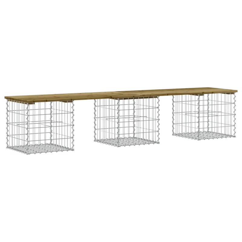 Boran Steel Outdoor Bench, Impregnated Wood Pine, 42 cm H x 203 cm W x 44 cm D