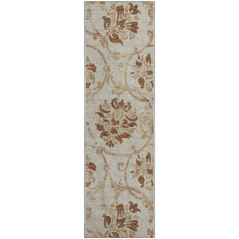 Premium Machine Washable Prisco Terracotta Rug, Runner 2'3" x 7'6"