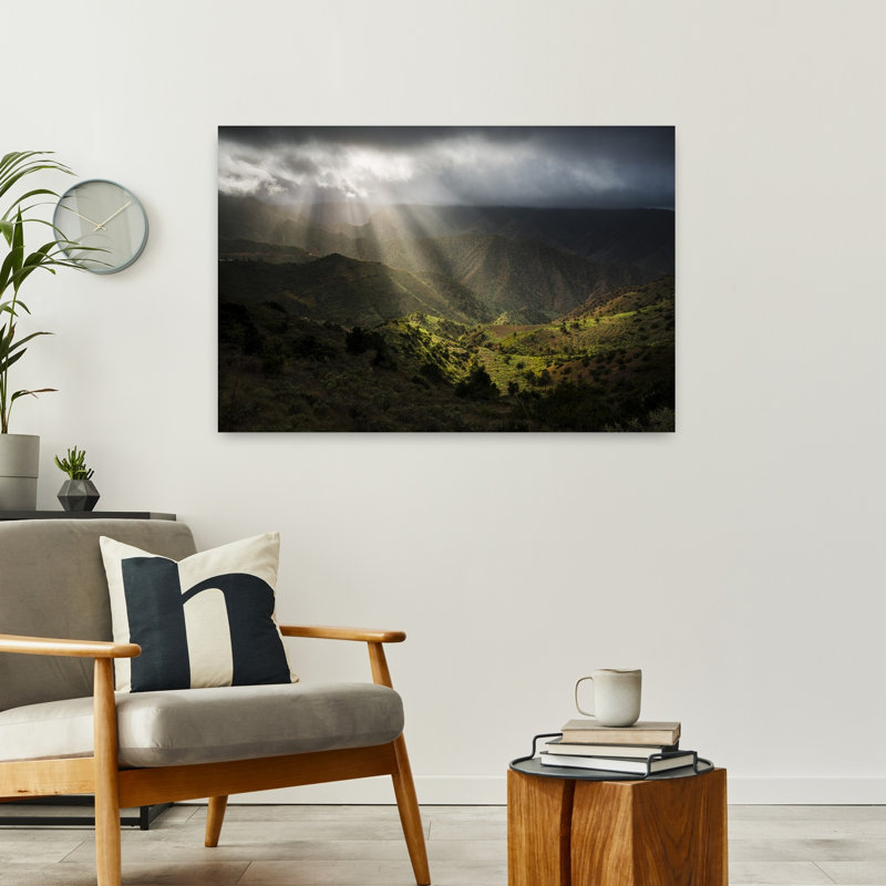 Rayons magiques, paysage contemporain abstrait, art mural de montagne, H 24 po x l 36 po