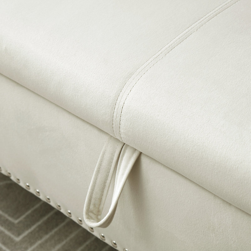 McCrackin Velvet Ottoman, Beige Velvet