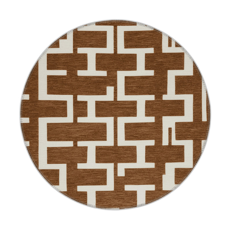 Tapis brun intérieur et extérieur Trellis, Rond 5 pi