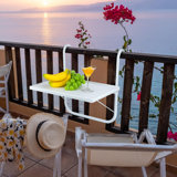 Outdoor Balcony Hanging Table for Railing, Folding Railing Table