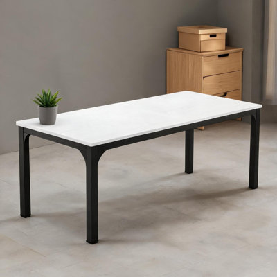 78.8-Inch Executive Desk, Rectangular Dual Workstation Desk, Industrial MDF and Iron in Black-toned Finish