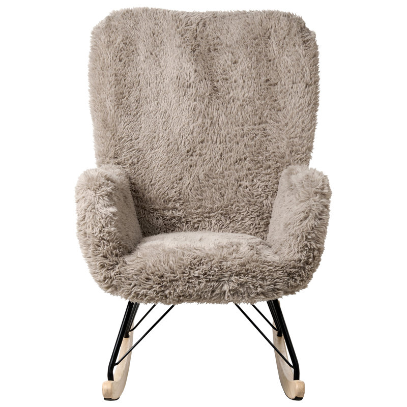 Fortuna Rocking Chair, Taupe Faux Fur