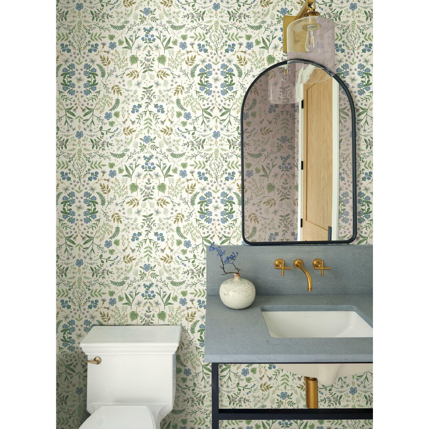 Rifle Paper Co. Wildwood Wallpaper Double Roll, Blue/Green