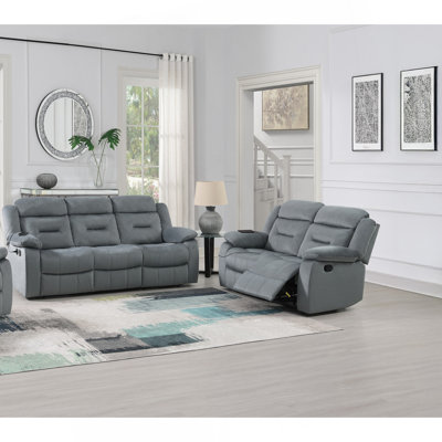 2Pc Living Room Set 1X Sofa 1X Loveseat Pillow Armrest Supportive Headrest Vertical Tufting Dark Grey Finish Contemporary Primary Living Room Furniture