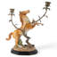 Porcelain Horse With Bronze Candle Holders on Wood Base