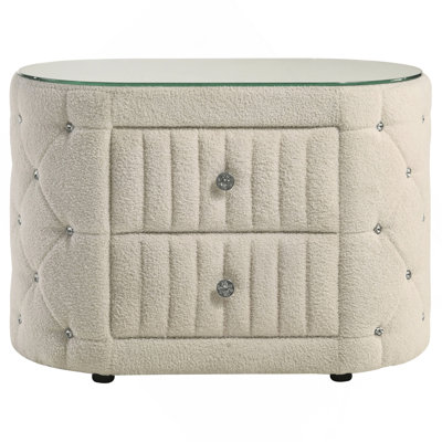 Table de chevet rembourrée 2 tiroirs Santiago Ivory