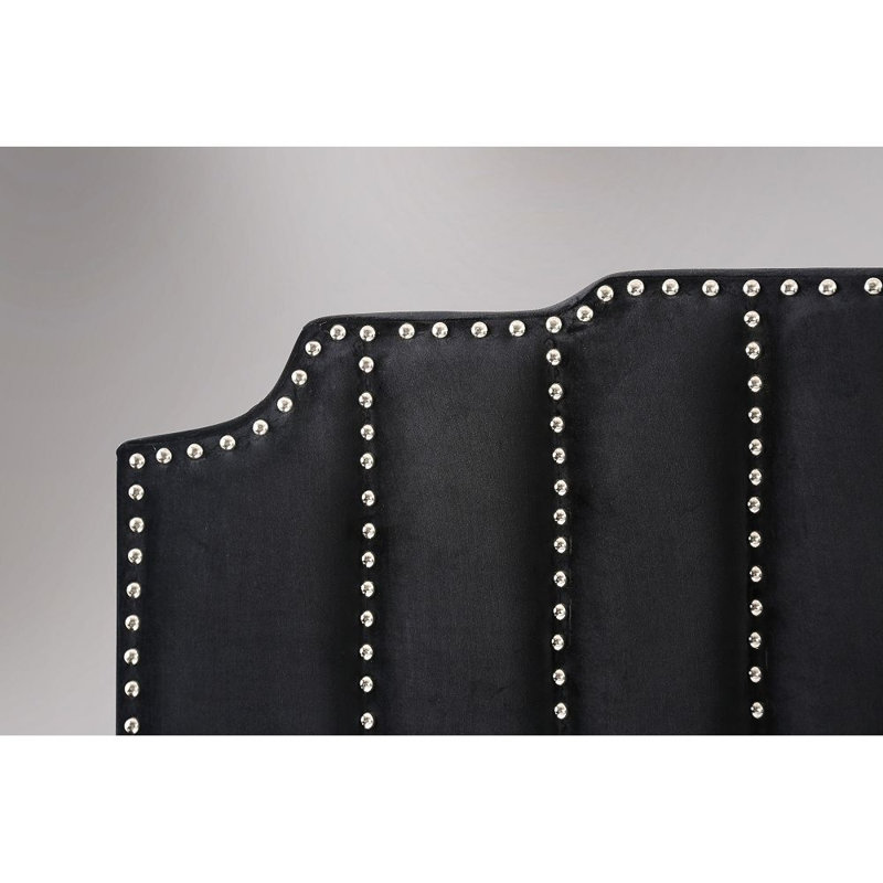 Linton Upholstered Bed, Black, Full