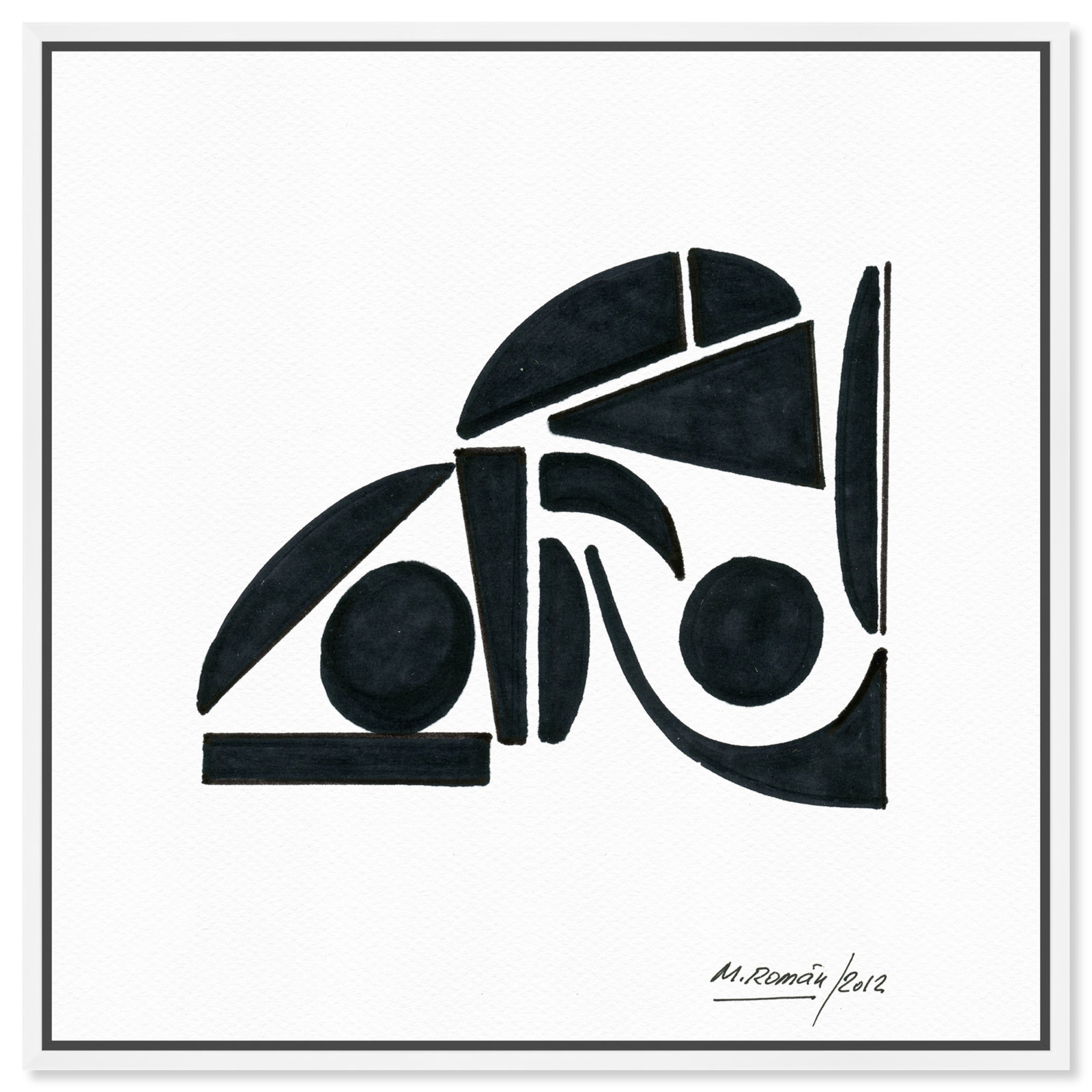 Black and White Modern Print by M. Roman, 41" H x 41" W, White
