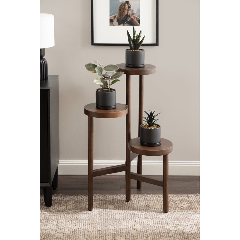 Support pour plante en bois de manguier à niveaux Fitley, Brun