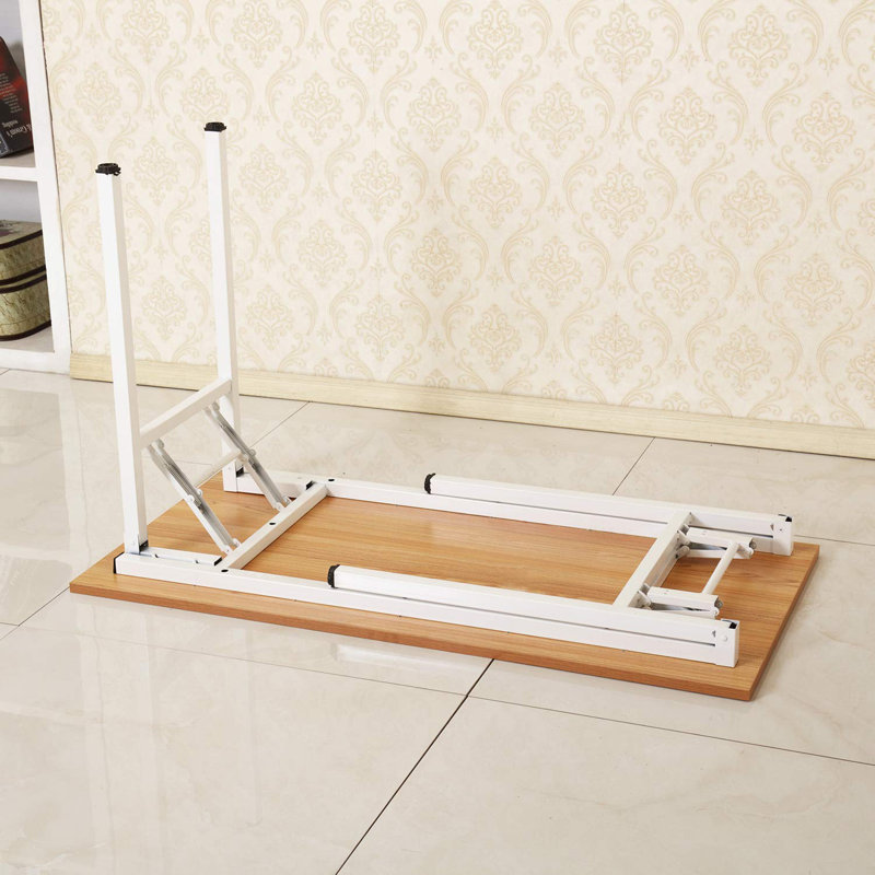 Katie Adjustable Metal Base Computer Desk, Teak/White, 29.5" H x 47.2" W x 23.6" D