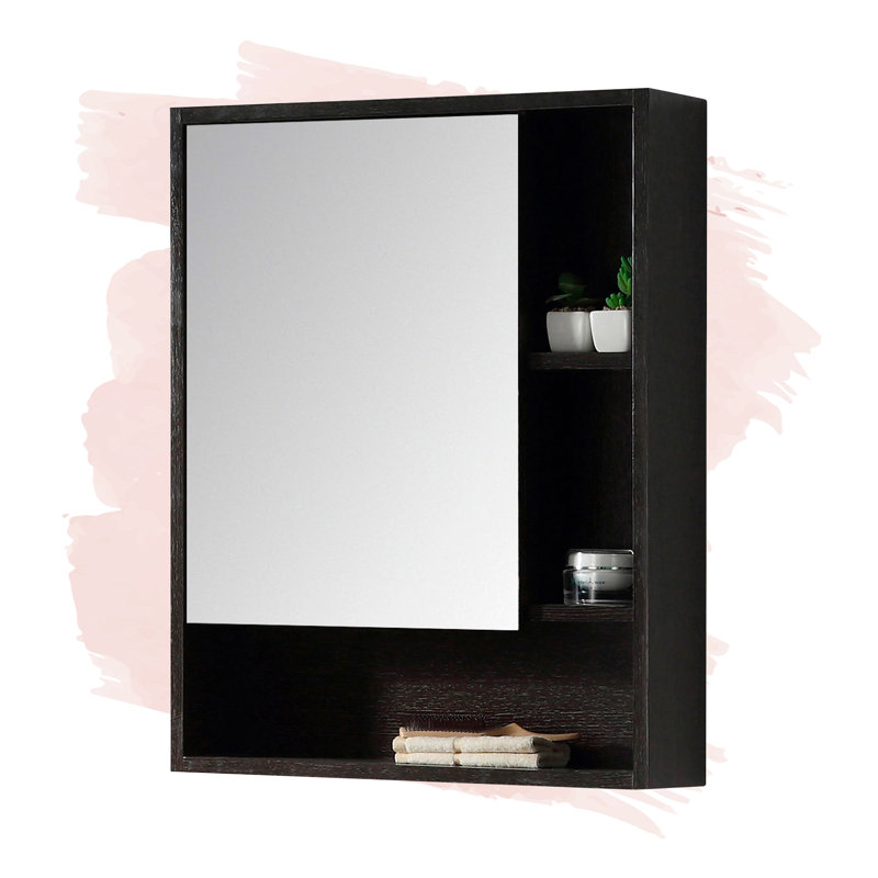 Armoire à pharmacie à montage en surface avec 4 tablettes Jensen, Chêne noir à grain droit, Gauche