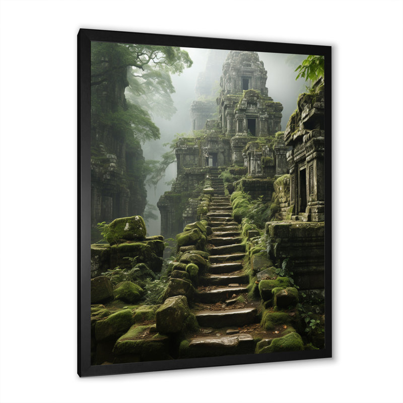 «Brozany Asian Art Journey To Angkor V», reproduction d'art sur toile, H 44 po x l 34 po x P 1,5 po, Cadre photo noir