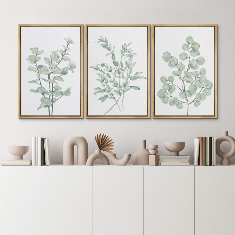 «Greenest Plant Leaves Botanical», 3 pièces, H 36 po x l 24 po, Naturel