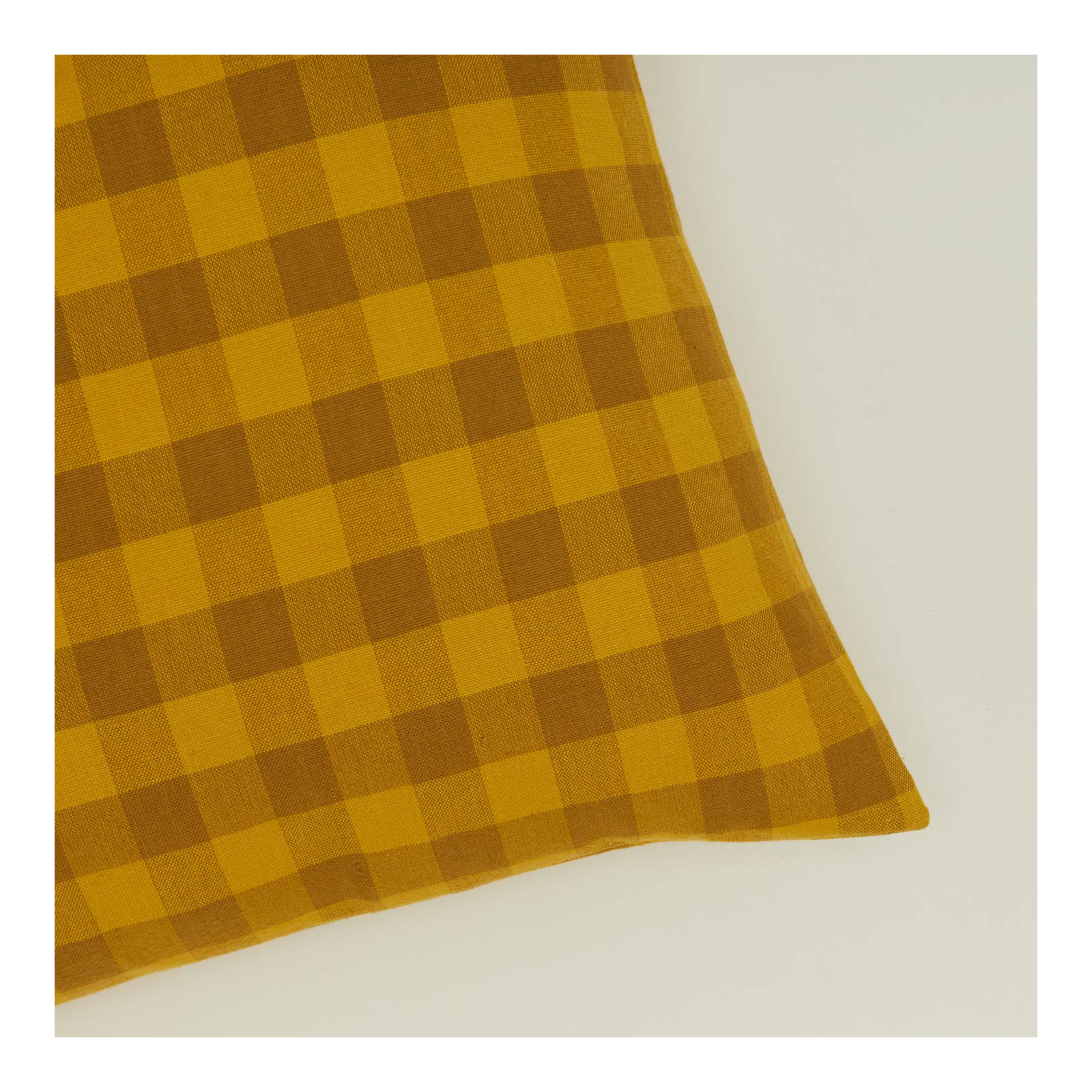 Essential Gingham Cotton Throw Pillow, Mustard/Bronze