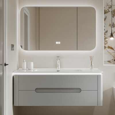 Armoire de salle de bain luxueuse gris clair